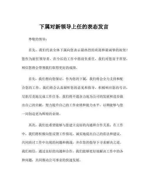 下属对新领导上任的表态发言
