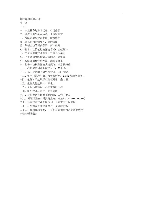 1_和君咨询：《高手身影》