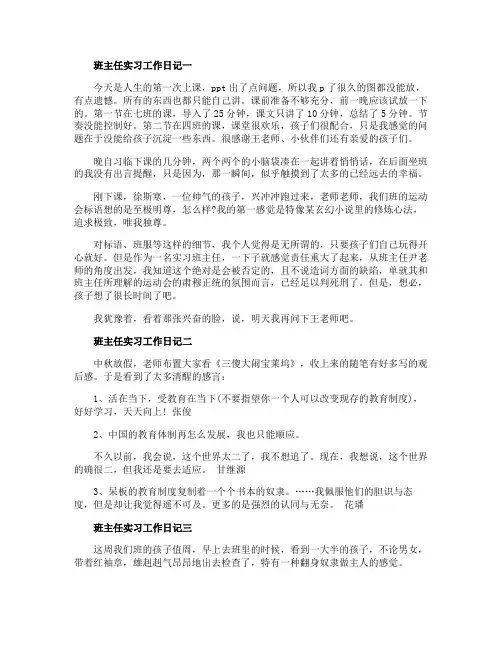 班主任实习工作日记6篇