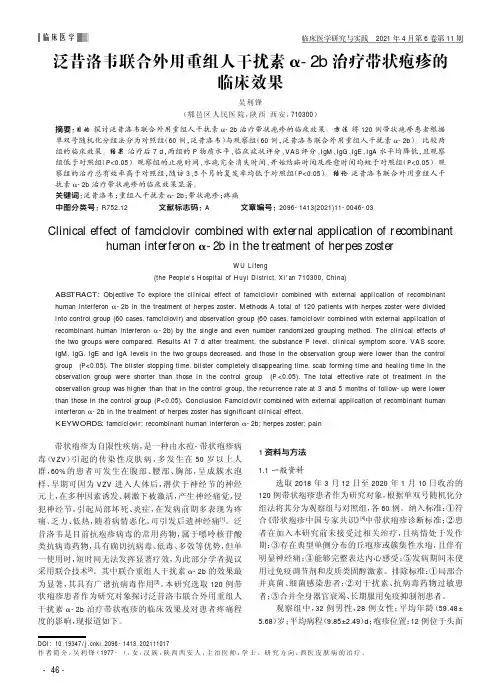 泛昔洛韦联合外用重组人干扰素α-2b治疗带状疱疹的临床效果