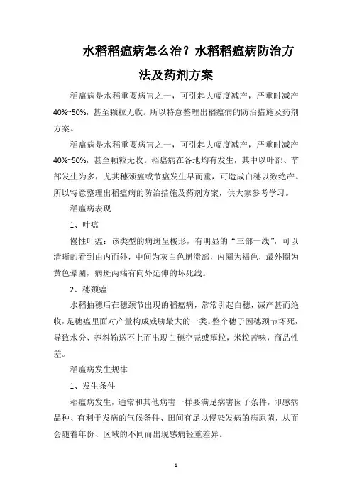 水稻稻瘟病怎么治？水稻稻瘟病防治方法及药剂方案
