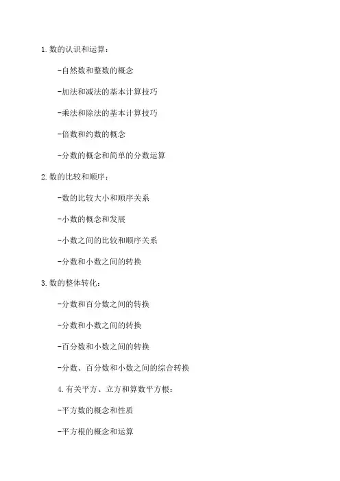 五年级数学必背知识点