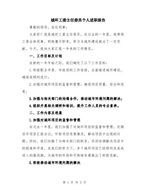 城环工委主任委员个人述职报告