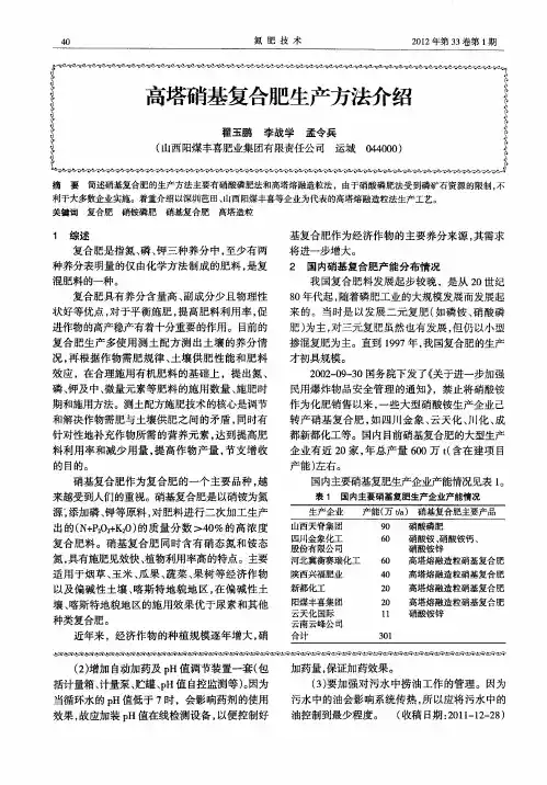 高塔硝基复合肥生产方法介绍