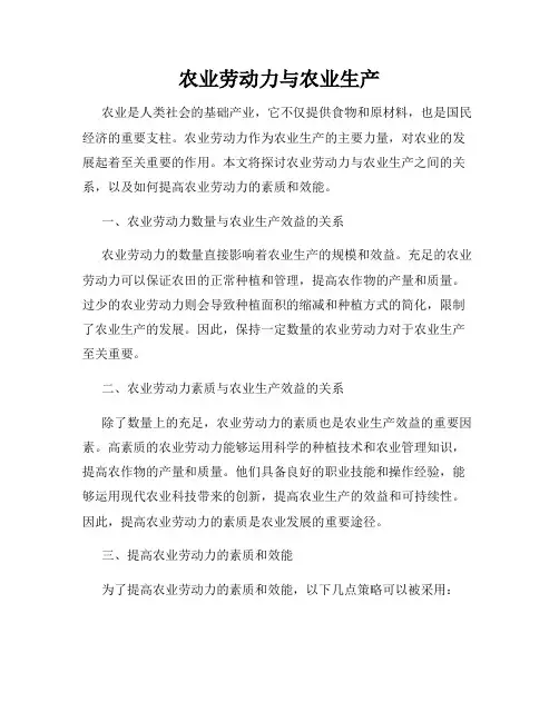 农业劳动力与农业生产