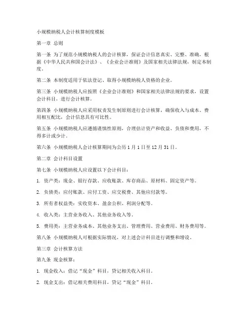 小规模会计核算制度模板