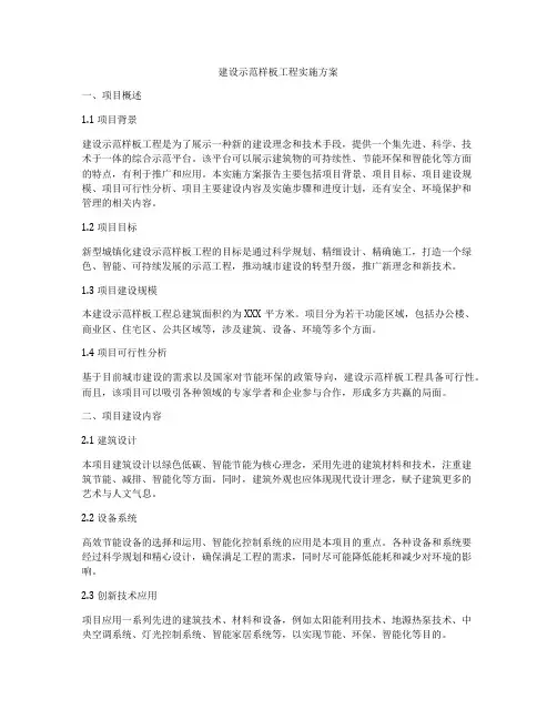 建设示范样板工程实施方案