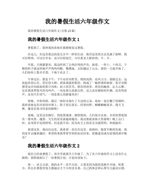 我的暑假生活六年级作文