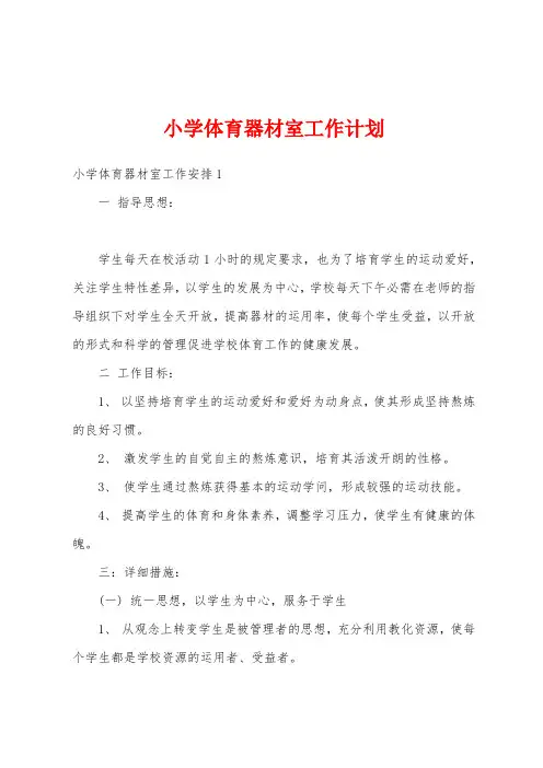 小学体育器材室工作计划