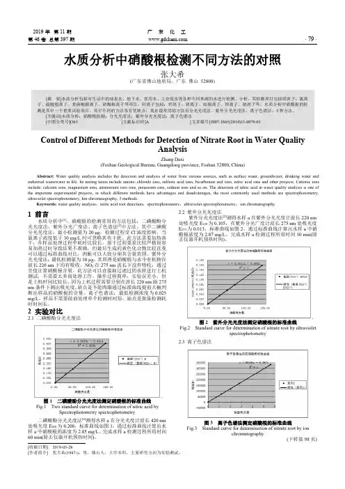 水质分析中硝酸根检测不同方法的对照