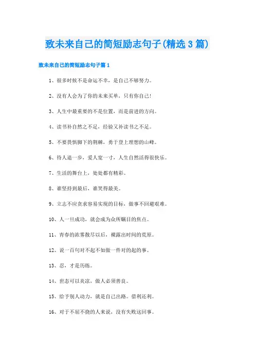 致未来自己的简短励志句子(精选3篇)