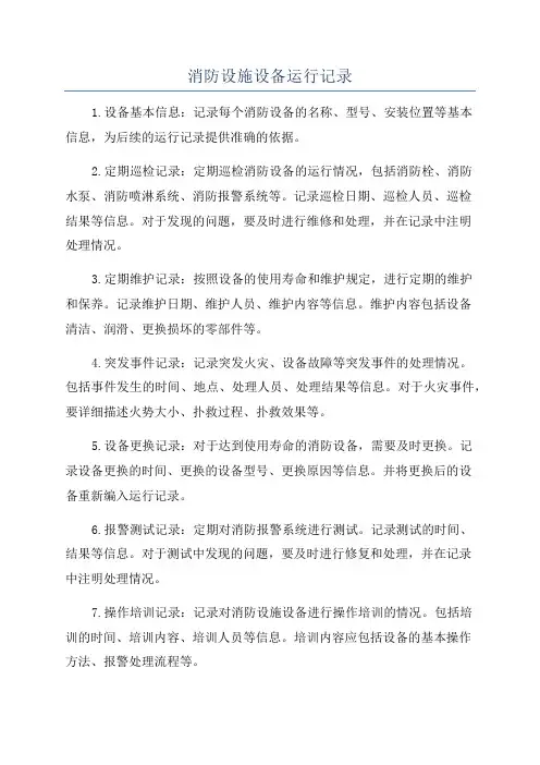 消防设施设备运行记录