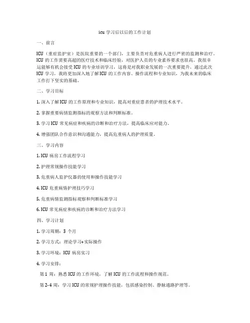 icu学习后以后的工作计划