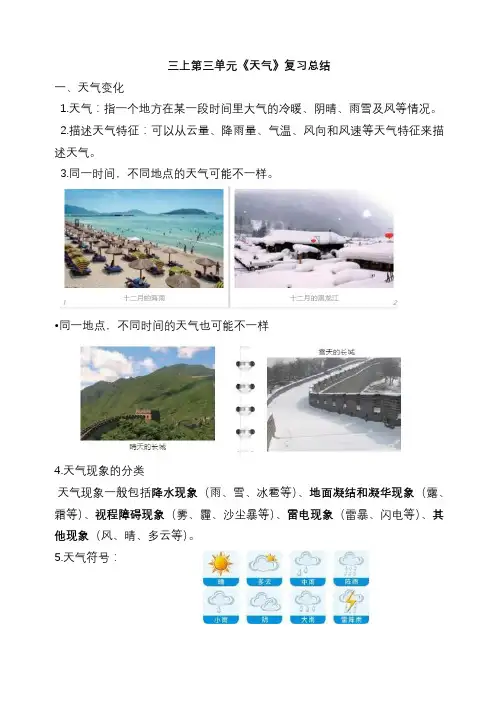 新教科版三上第三单元课本知识点