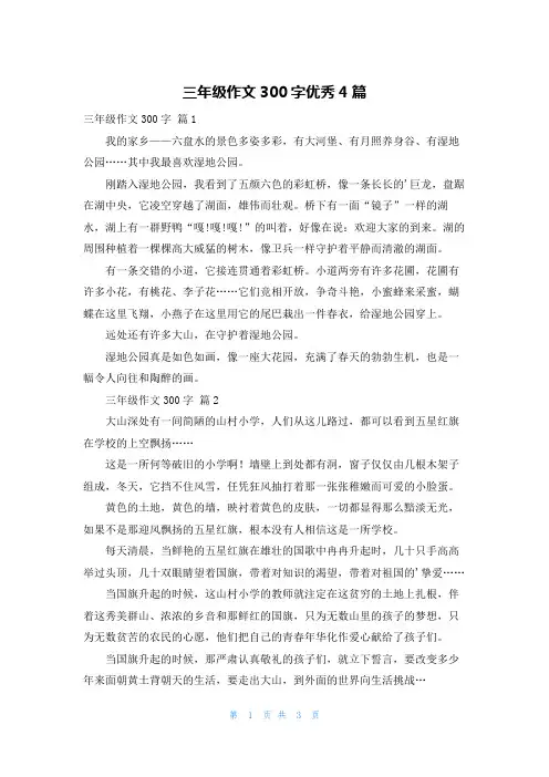 三年级作文300字优秀4篇