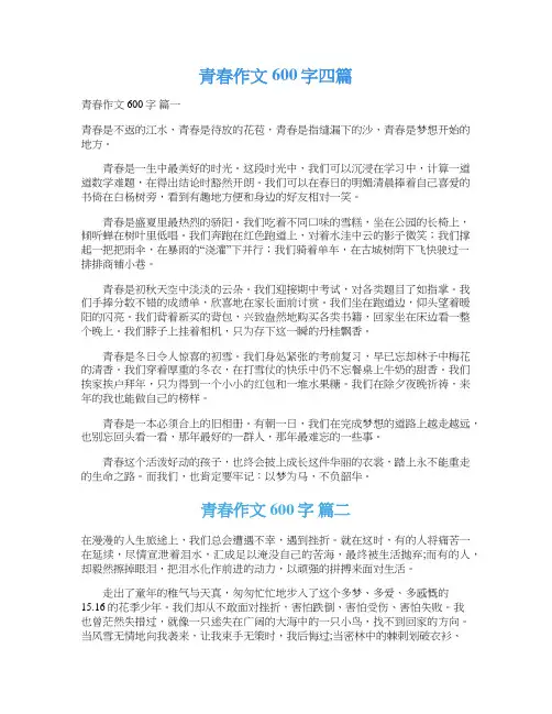  青春作文600字四篇