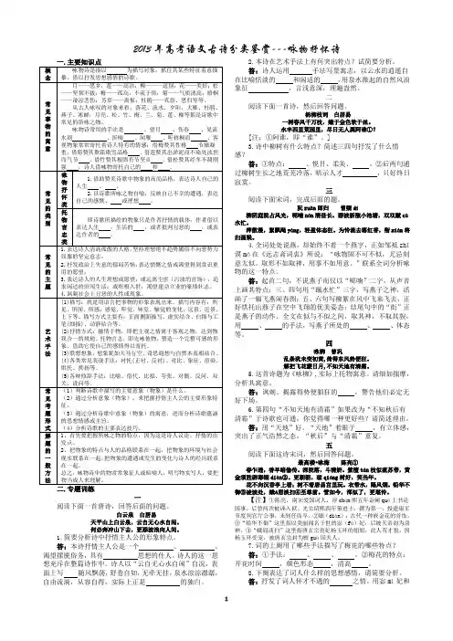 2013年高考语文古诗分类鉴赏辑录(咏物抒怀诗)学生_________________安乡一中___龚德国