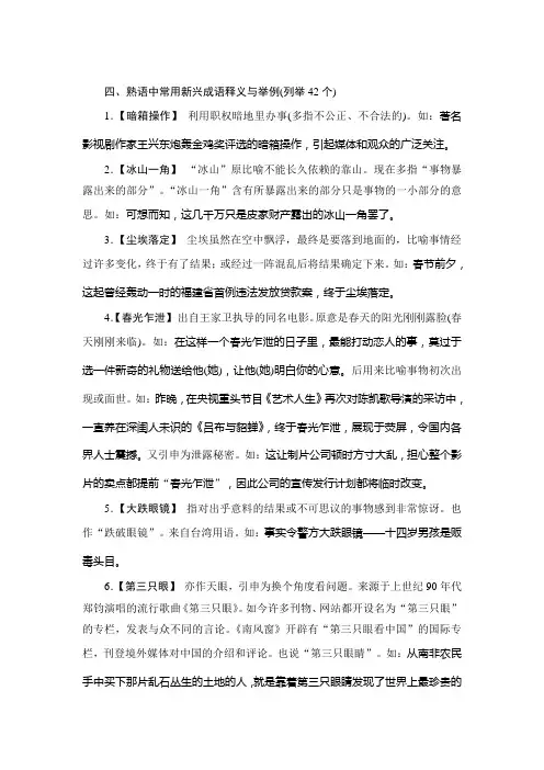 熟语中常用新兴成语释义与举例
