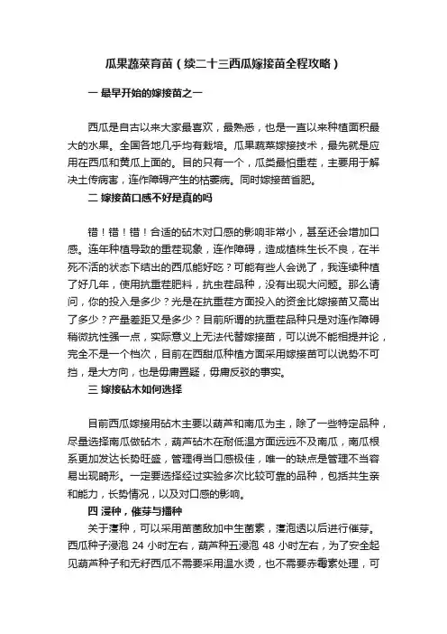 瓜果蔬菜育苗（续二十三西瓜嫁接苗全程攻略）
