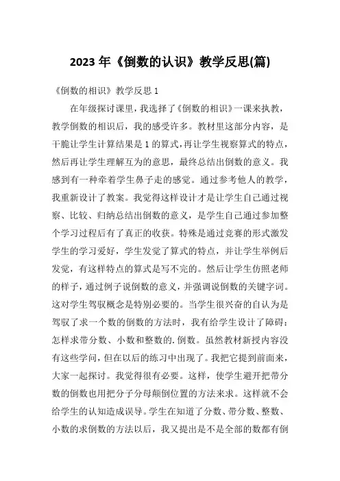 2023年《倒数的认识》教学反思(篇)