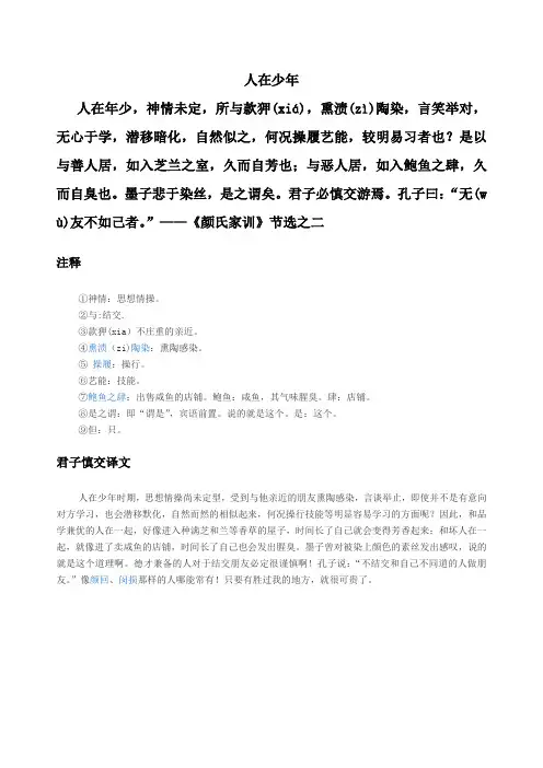 人在少年(古文原文及译文)