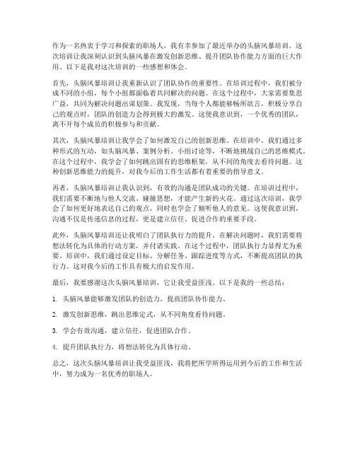 头脑风暴培训感想