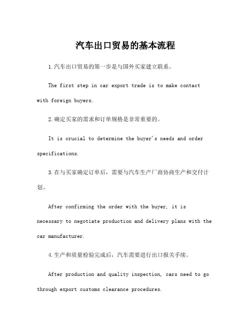 汽车出口贸易的基本流程