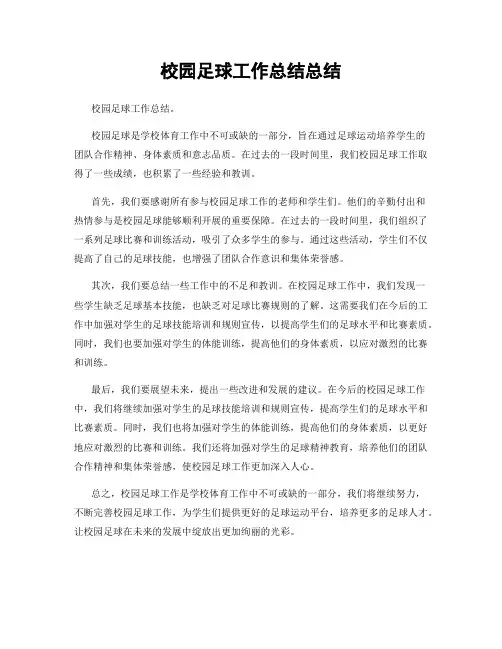 校园足球工作总结总结