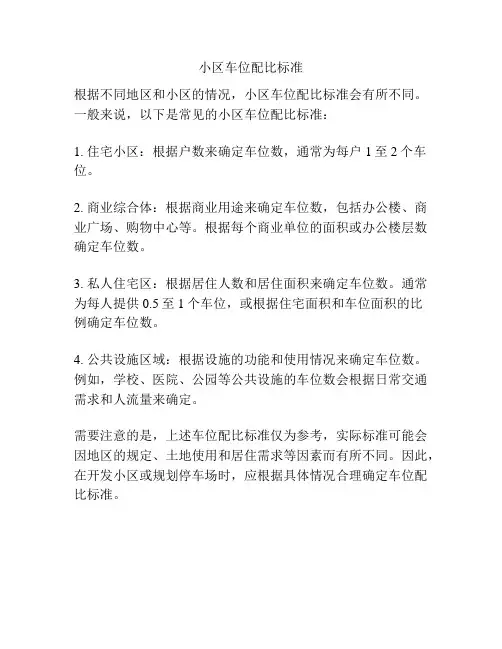 小区车位配比标准