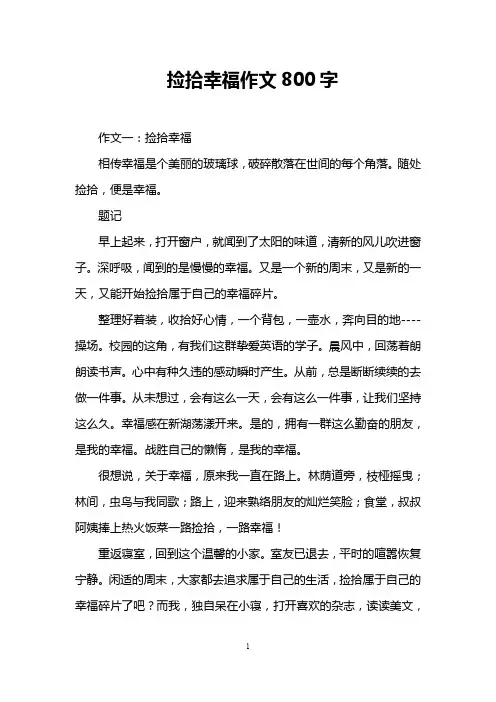捡拾幸福作文800字