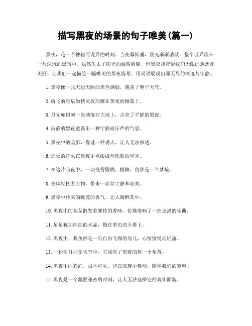 描写黑夜的场景的句子唯美(精选2篇)