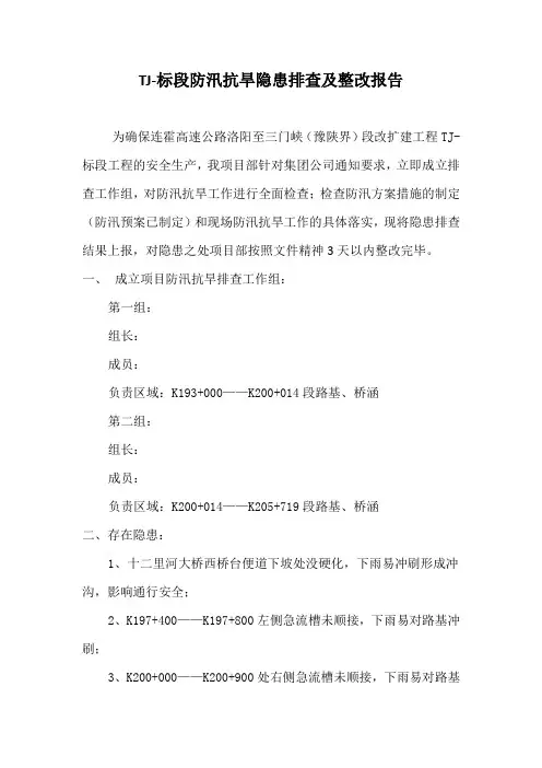 防汛隐患排查及整改报告