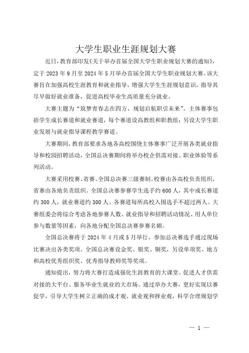 大学生职业生涯规划大赛