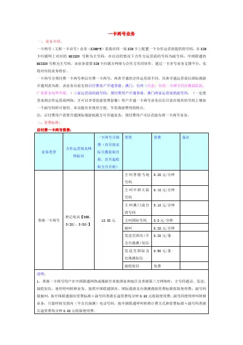 广东联通一卡两号(一卡双号)业务介绍
