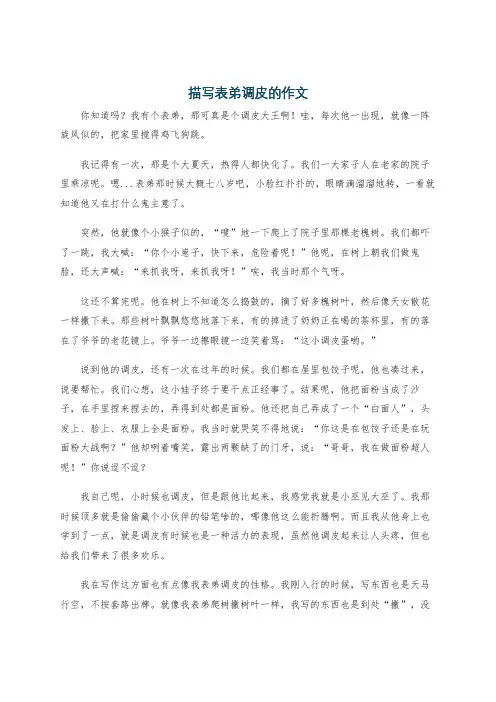 描写表弟调皮的作文