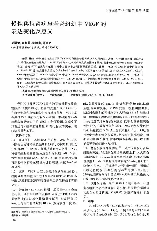 慢性移植肾病患者肾组织中VEGF的表达变化及意义