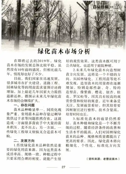绿化苗木市场分析