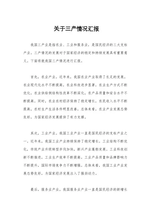 关于三产情况汇报