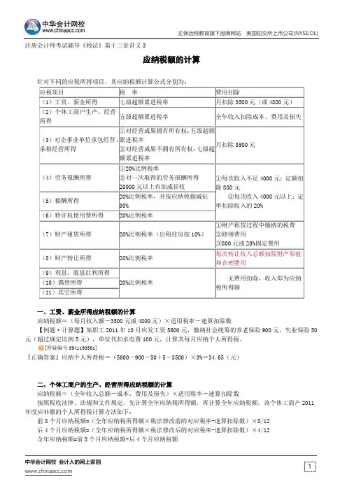 应纳税额的计算--注册会计师考试辅导《税法》第十三章讲义3