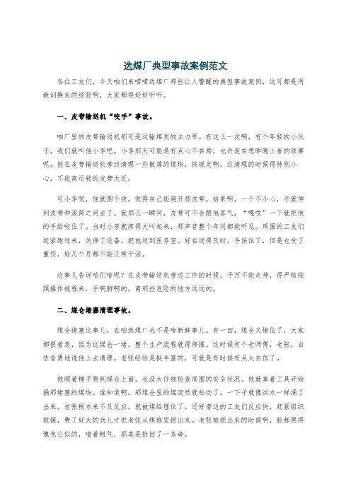 选煤厂典型事故案例范文