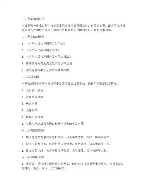 劳务突发事故应急预案