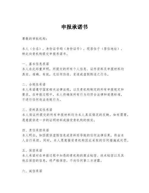 申报承诺书