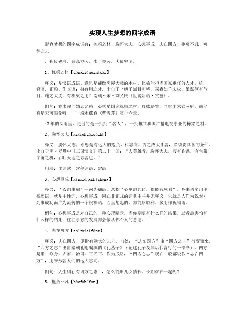 实现人生梦想的四字成语