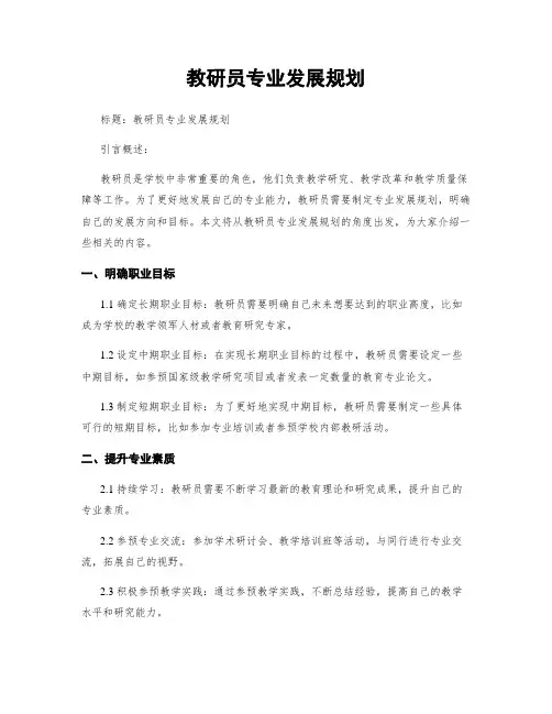 教研员专业发展规划