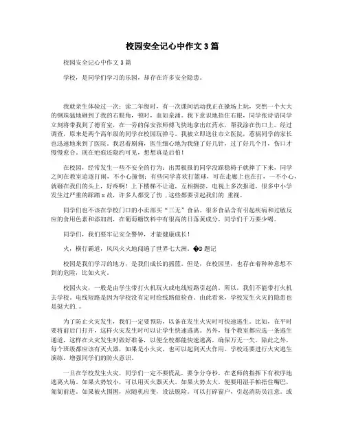 校园安全记心中作文3篇
