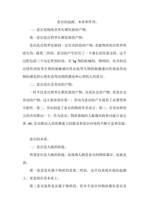 意识的起源 本质和作用
