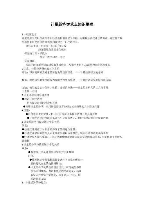 计量经济学重点知识整理