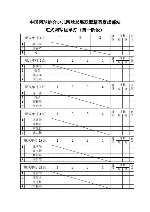 短式网球组单打(第一阶段)
