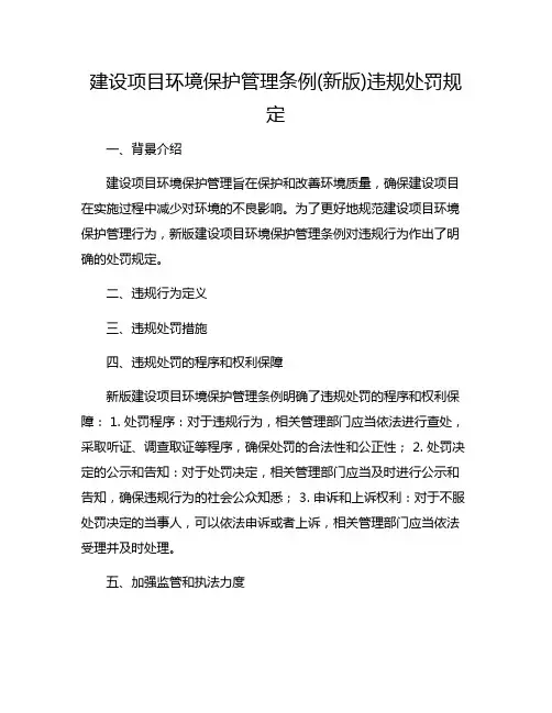 建设项目环境保护管理条例(新版)违规处罚规定