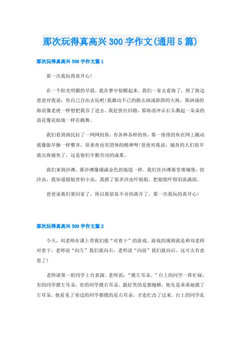 那次玩得真高兴300字作文(通用5篇)